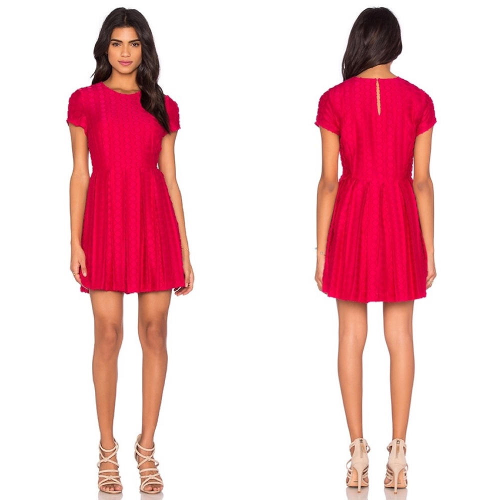 1. State Pleated Flare Dress in Horizon Pink